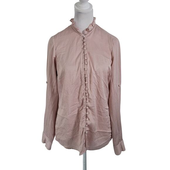 Express Size	M Slim Fit Portofino Shirt Pink Fabric Button Loop Closure Feminine - Picture 1 of 8